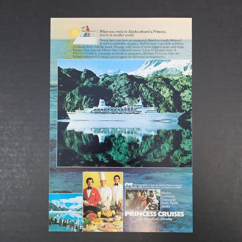 1980 Princess Cruises Magnificent Adventure Vintage Print Ad Cruise Line Ship‎